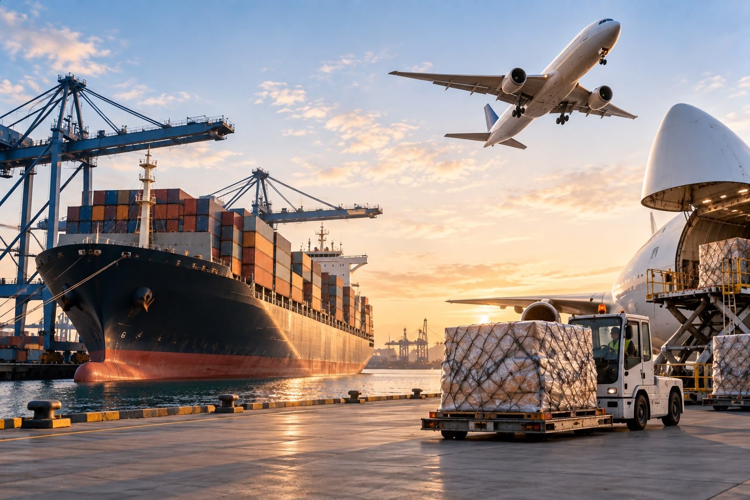 Ocean freight container ship at port